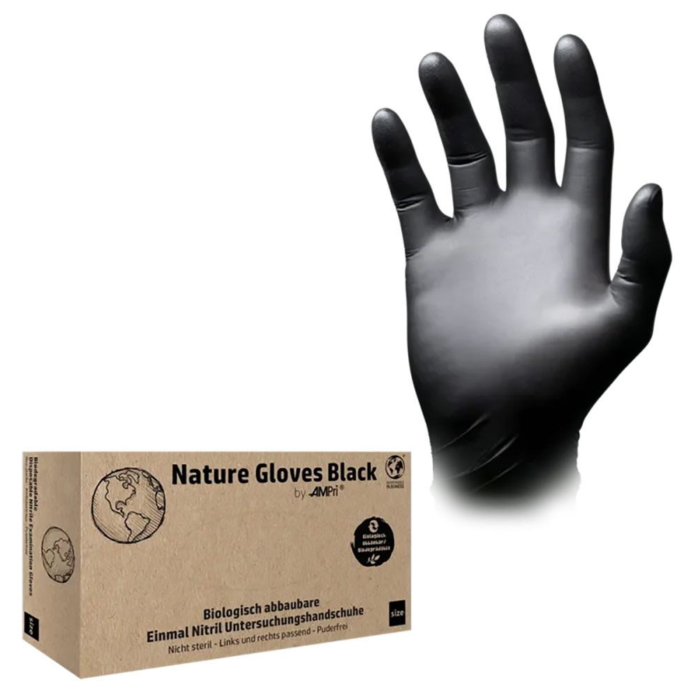 Nature gloves nitril handschoen maat M, 100st. Zwart