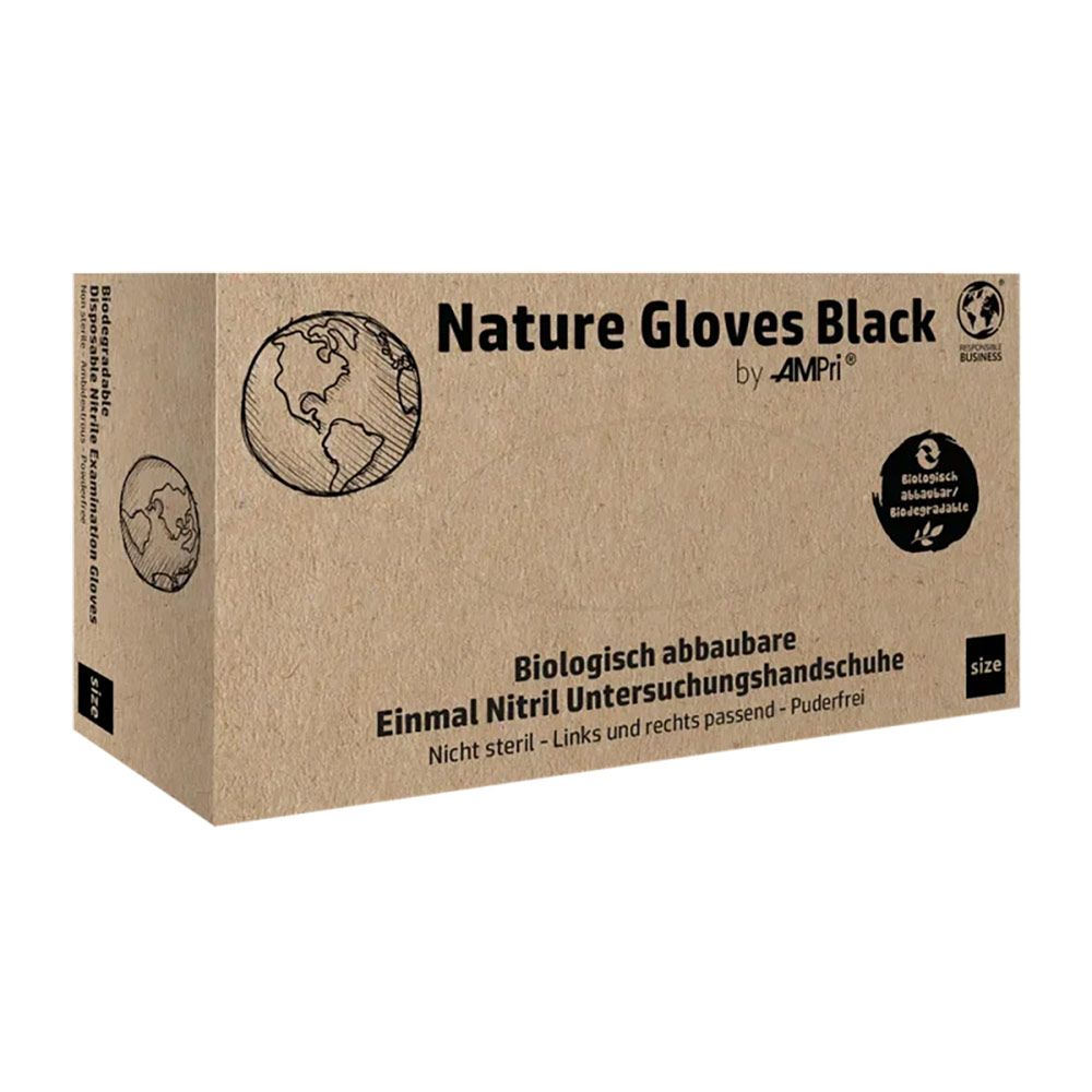 Nature gloves nitril handschoen maat M, 100st. Zwart