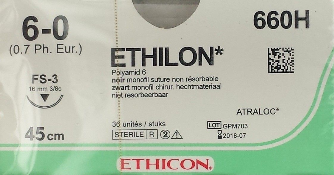 Ethicon Ethilon 6-0 zwart 45cm nld FS-3 660H