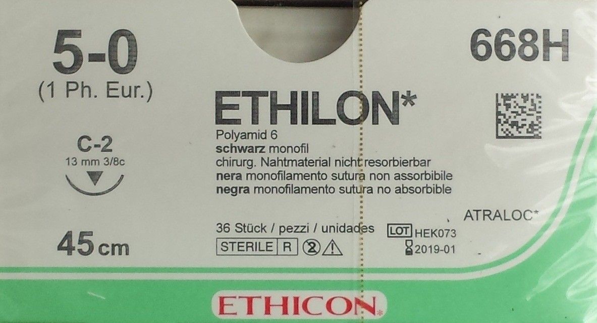 Ethicon Ethilon 5-0 zwart 45cm nld C-2 668H