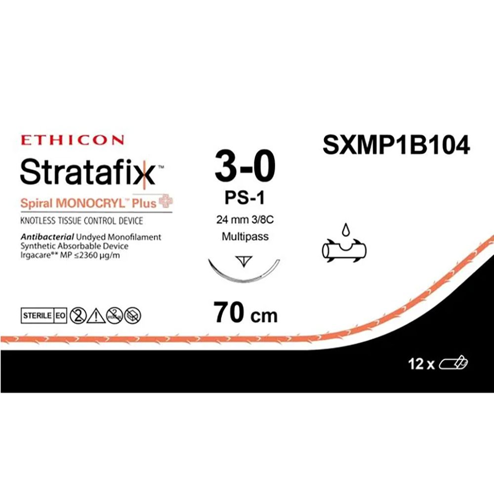Stratafix Spiral Monocryl Plus 3-0, naald PS-1, 24mm, 70cm, 12st, SXMP1B104