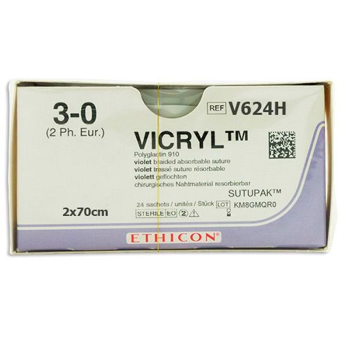 Ethicon Vicryl 3-0 2x70cm J624T Zonder Naald