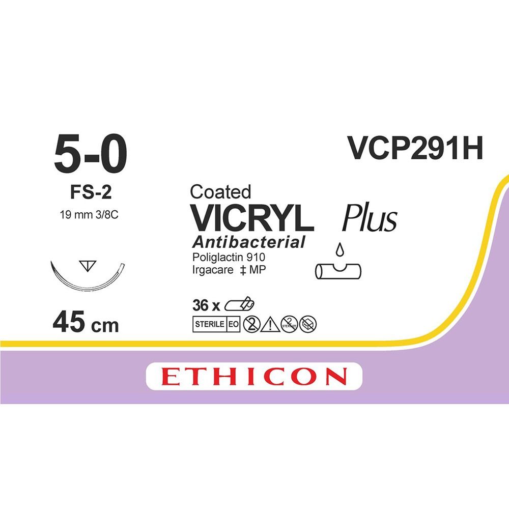 Vicryl Plus 5-0, naald FS-2, 45cm 36st. VCP291H