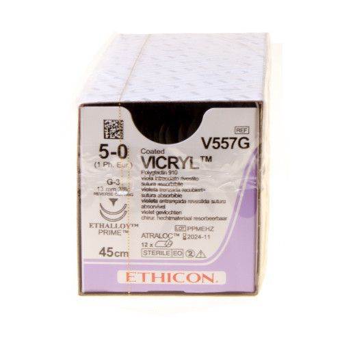 Ethicon Vicryl 5-0 blauw 45cm dubbele naald G-3 J557G