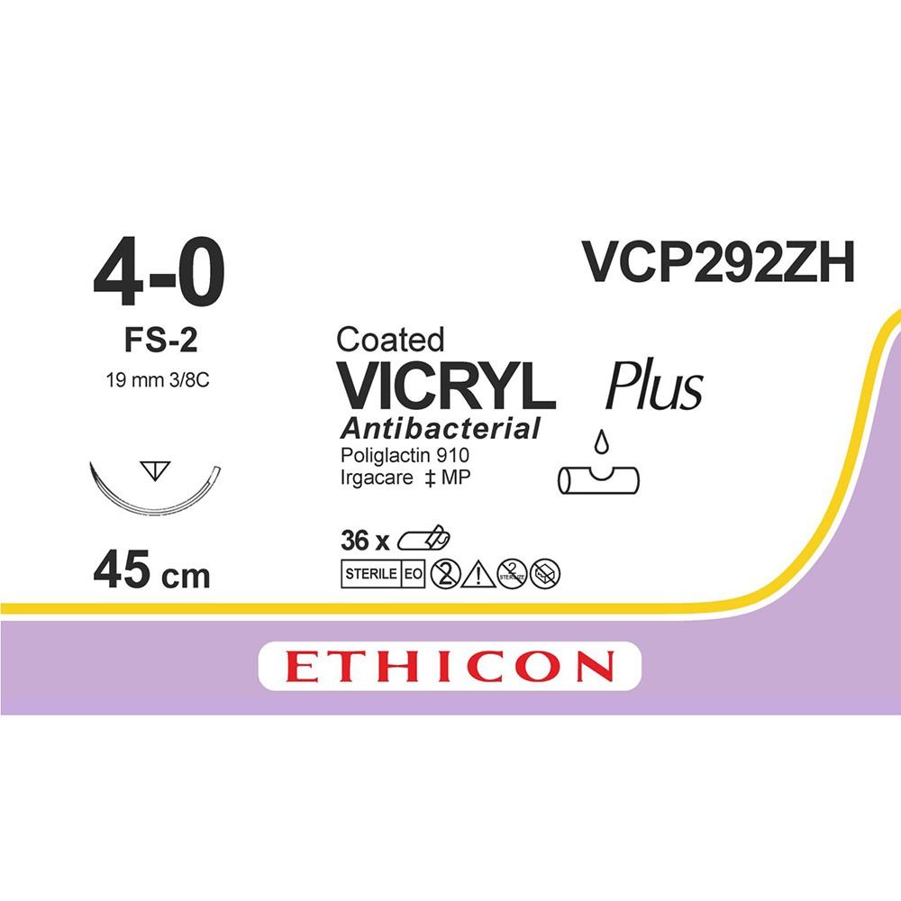 Vicryl Plus 4-0, naald FS-2, 19 mm, 45 cm, 36 stuks VCP292ZH