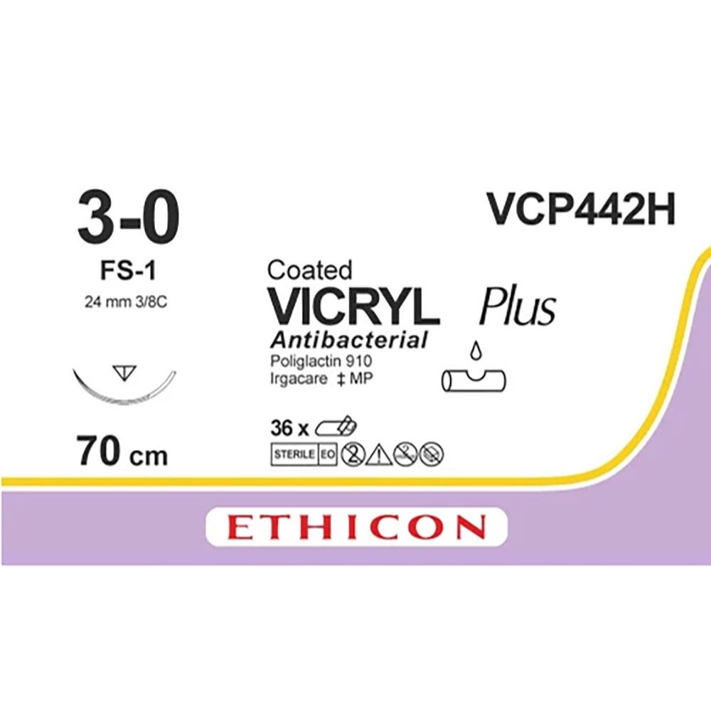 Vicryl Plus 3-0, naald FS-1, 24mm, 70cm, 36 stuks VCP442H
