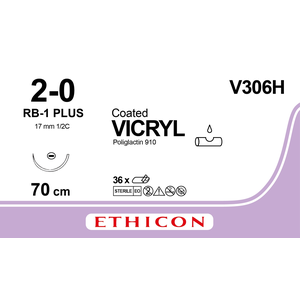 Ethicon Vicryl 2-0 70cm nld RB-1 Plus V306H