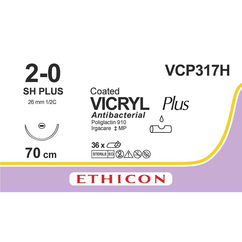 Vicryl Plus 2-0, SH Plus, 70 cm, VCP317H, 36 stuks