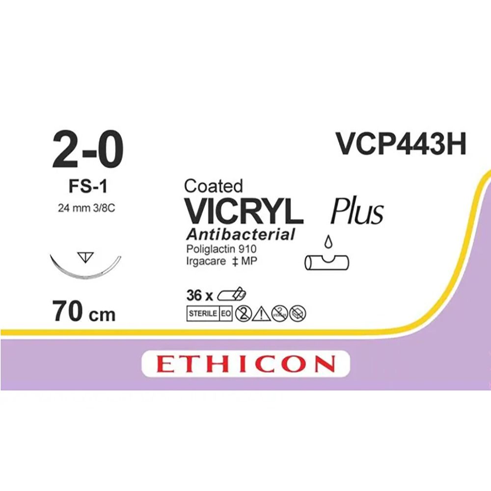 Vicryl Plus 2-0, naald FS-1, 24mm, 70cm, 36st, VCP443H