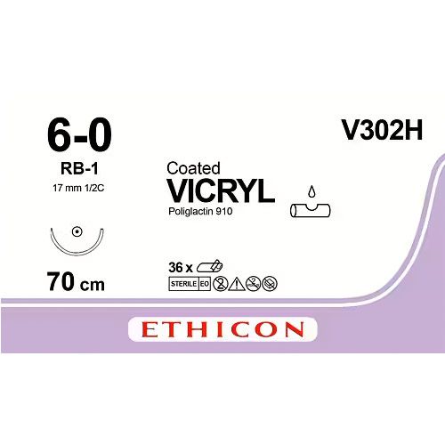 Vicryl 6-0, naald RB-1, 70cm 36st. V302H