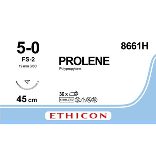 Prolene 5-0, naald, blauwe draad FS-2 19mm, 45cm 36st.