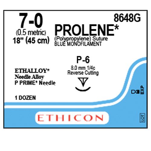 Ethicon Prolene 7-0 blauw 45cm nld P-6 8648G