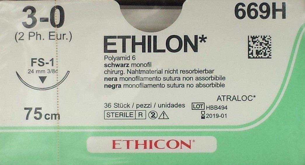 Ethicon Ethilon 3-0 zwart 75cm nld FS-1 669H