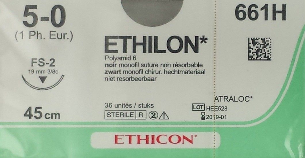 Ethicon Ethilon 5-0 zwart 45cm nld FS-2 661H