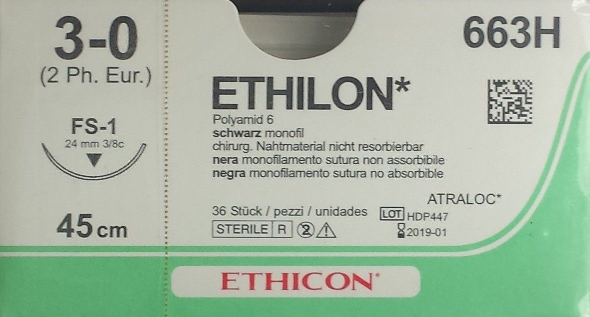 Ethicon Ethilon 3-0 zwart 45cm nld FS-1 663H