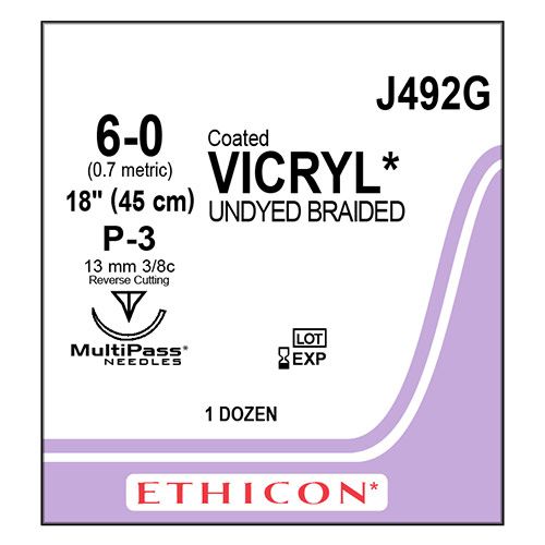 Ethicon Vicryl 6-0 45cm nld P-3 45cm J492G