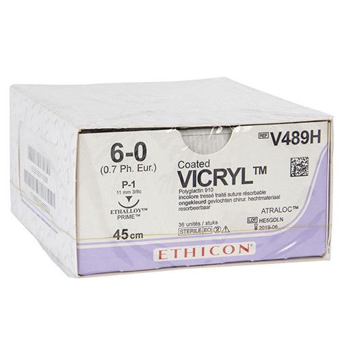 Ethicon Vicryl 6-0 45cm nld P-1 V489H