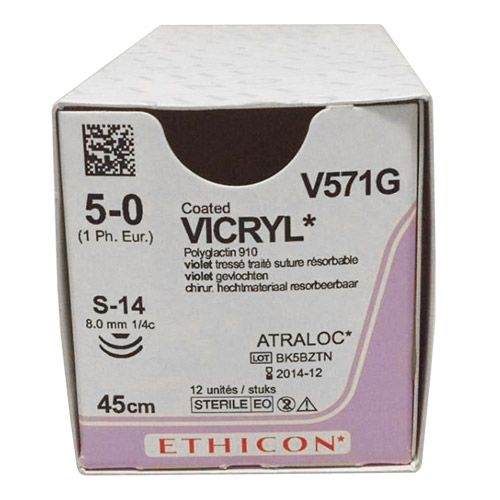 Ethicon Vicryl 5-0 S14 V571G 12stuks