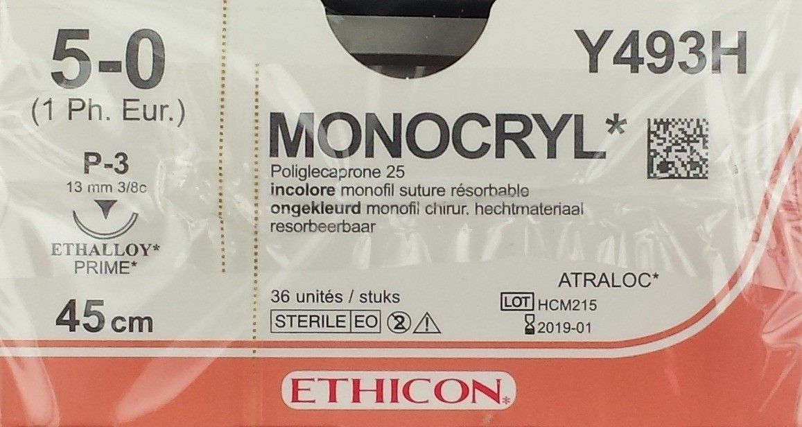 Ethicon Monocryl 5-0 45cm nld P-3 Y493H