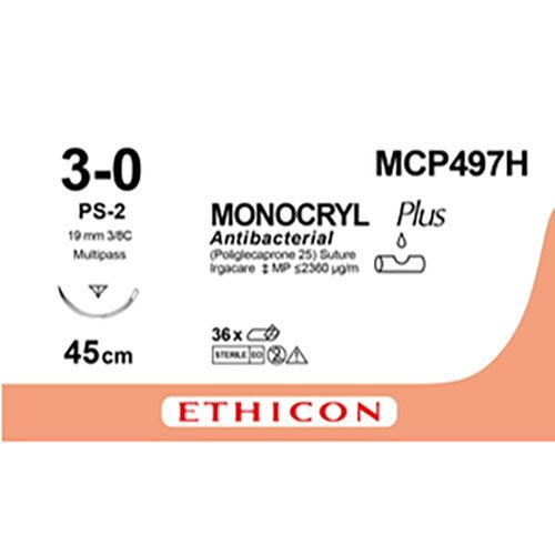 Monocryl Plus 3-0, naald PS-2, 45cm 36st. MCP497H