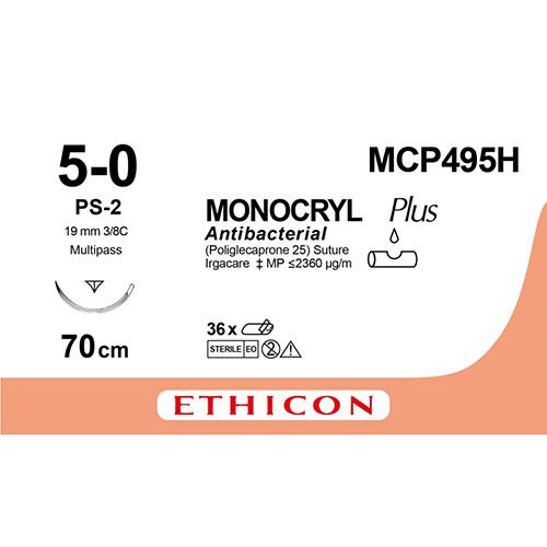 Ethicon Monocryl plus 5-0, naald PS-2 MP, 45cm, 36st