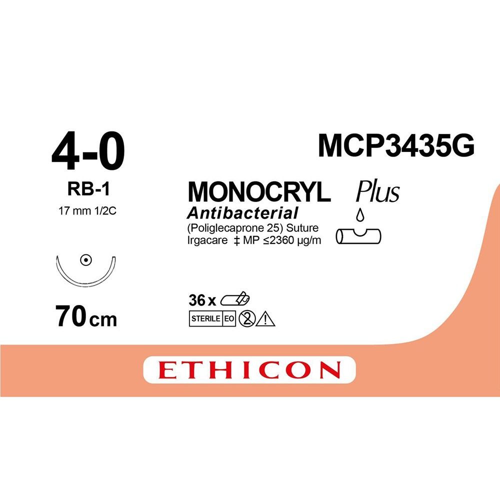 Monocryl Plus 4-0, naald, 70cm 12st. MCP3435G