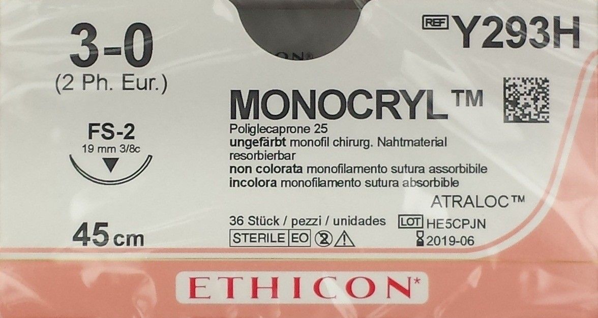 Ethicon Monocryl 3-0 45cm nld FS-2 Y293H