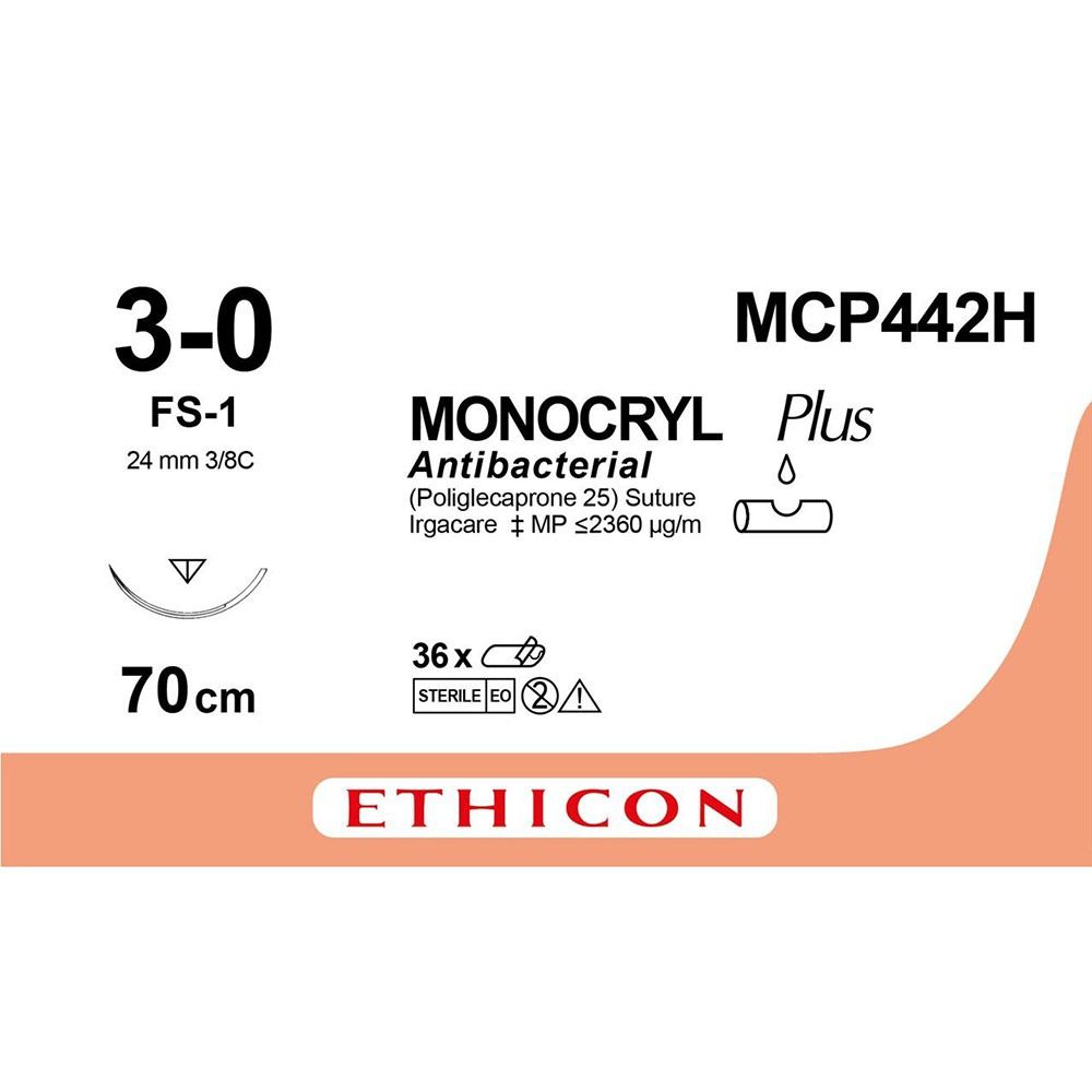 Monocryl Plus 3-0, naald FS-1, 70 cm, MCP442H 36 stuks