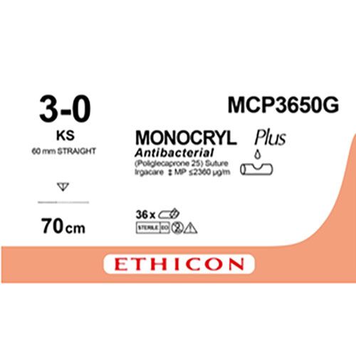 Ethicon Monocryl 3-0 70cm naald KS MCP3650G