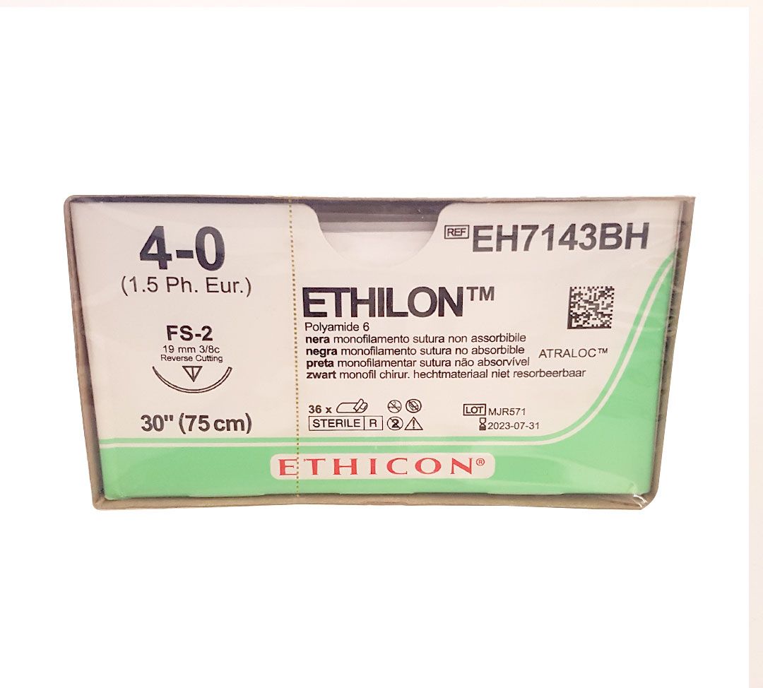 Ethicon Ethilon 4-0 zwart 75cm nld FS-2 EH7143BH