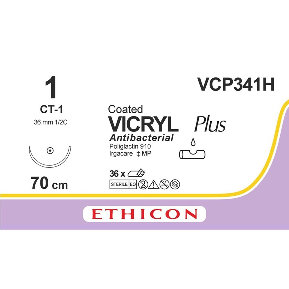 Vicryl USP1 CT, 70cm, M4, VCP341H, 36 stuks