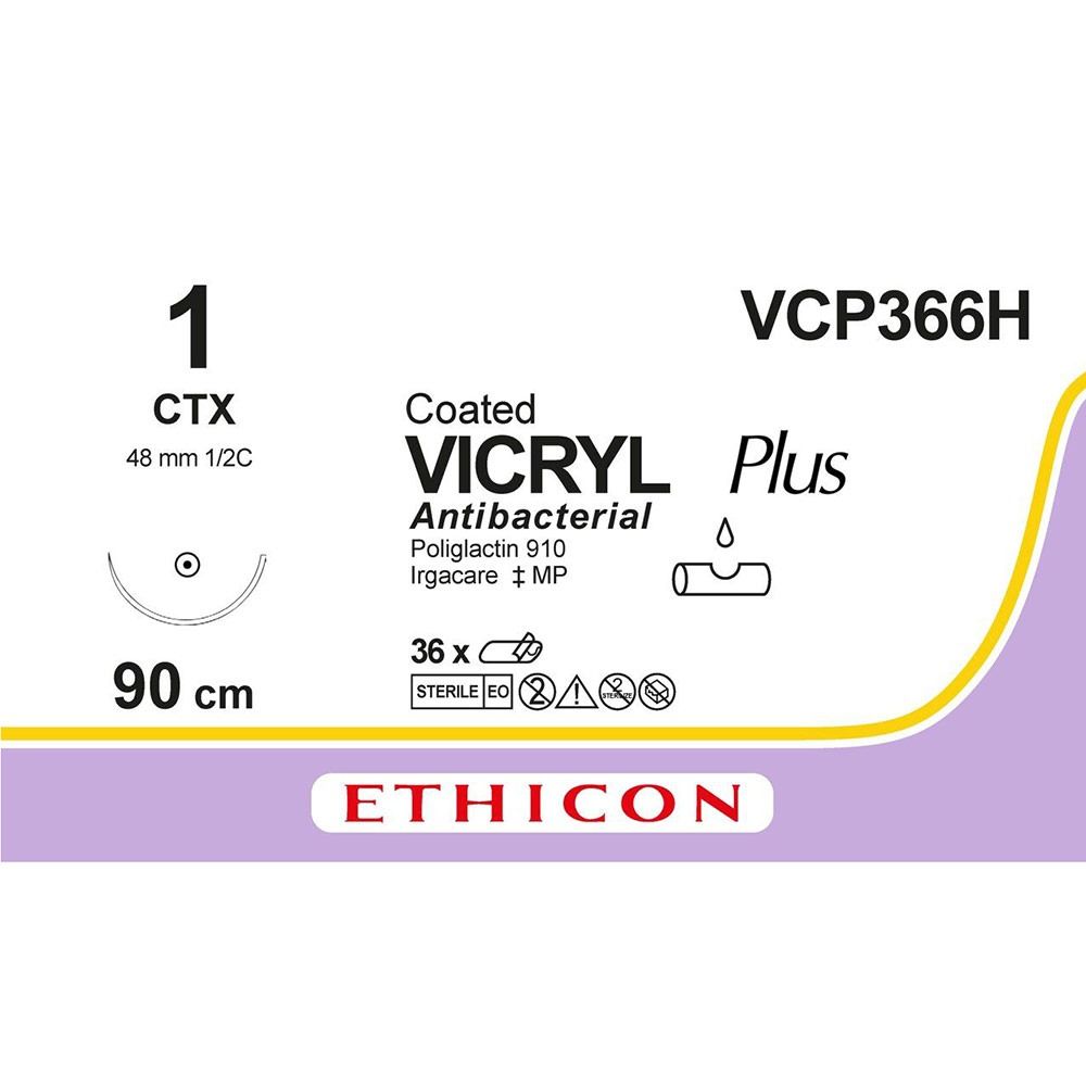 Vicryl Plus USP1, CT UD 90cm M4, 36st. VCP366H