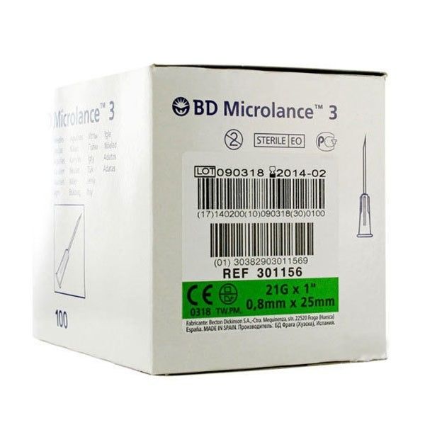 BD Microlance injectienaalden 21G 0.8 x 25mm groen