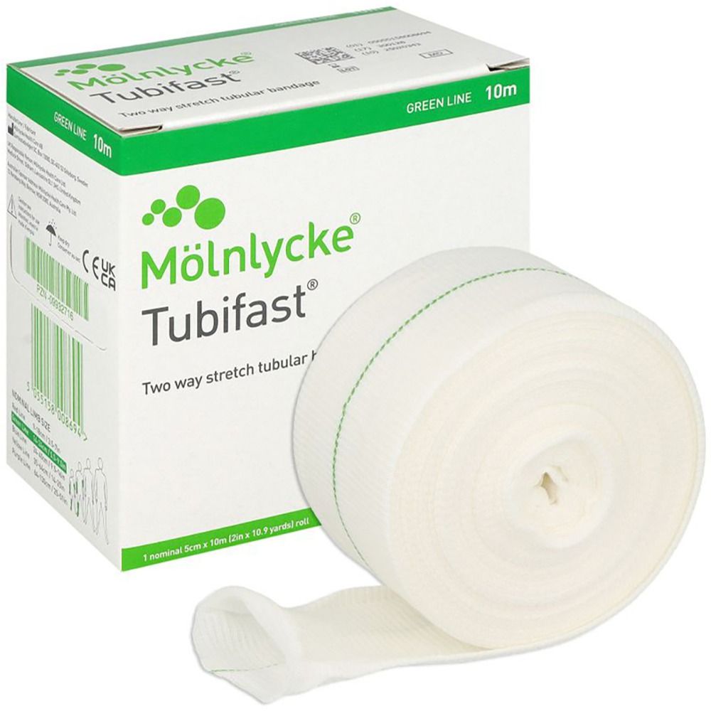 Tubifast 2-way stretch buisverband 5cm x 10m groen 1 rol