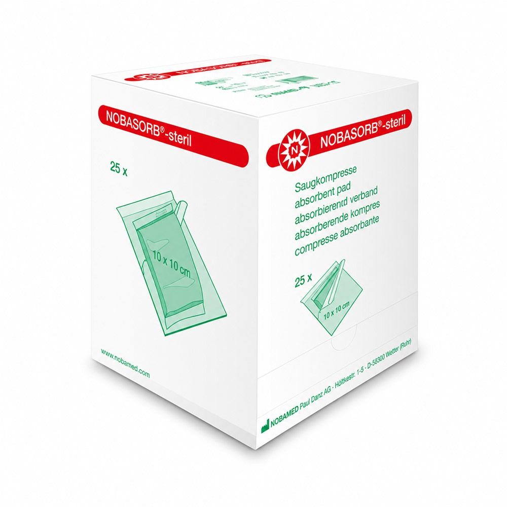 Nobasorb absorberend wondverband, steriel, 10x10 cm, 25 stuks