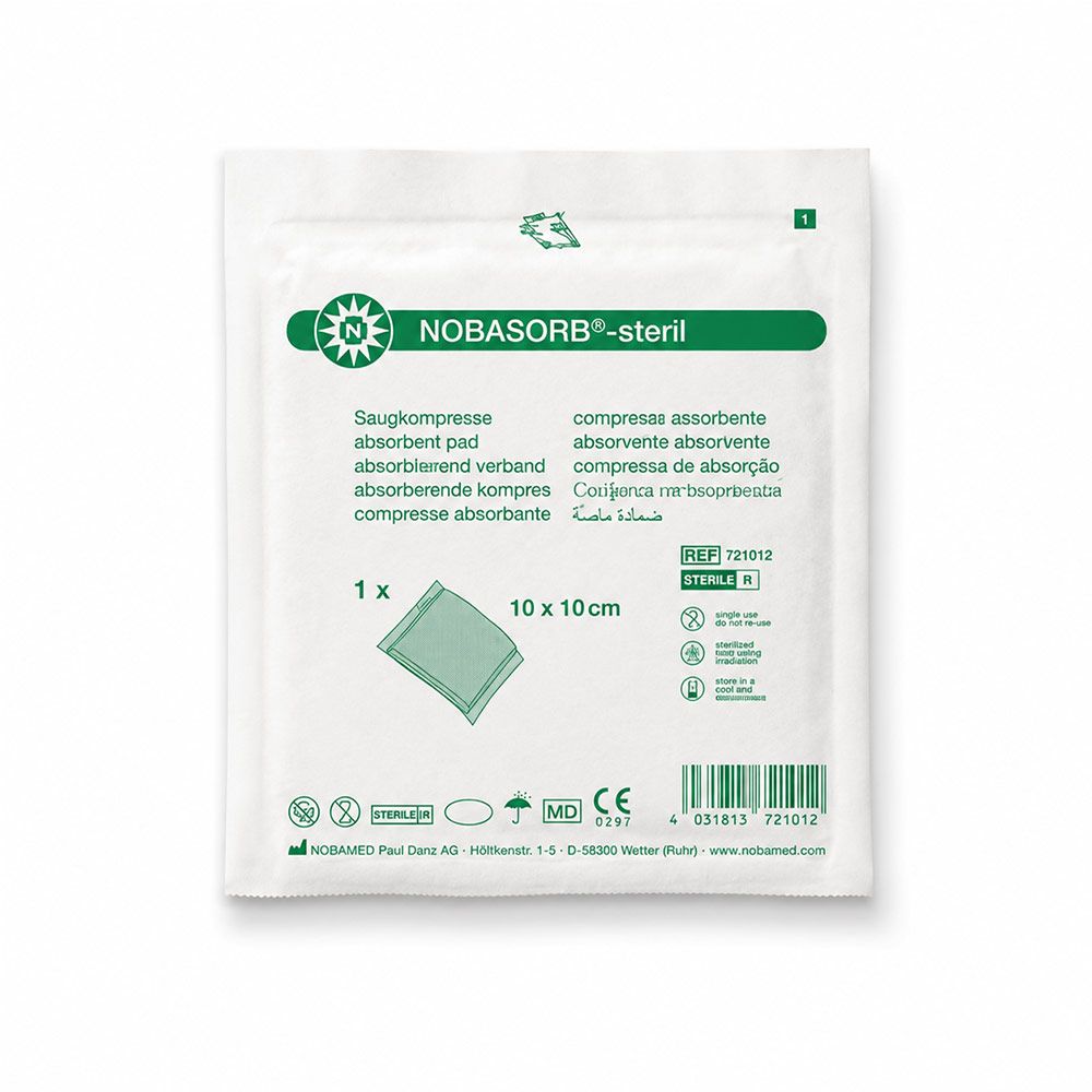 Nobasorb absorberend wondverband, steriel, 10x10 cm, 25 stuks