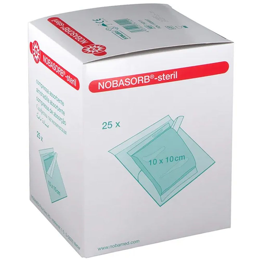 Nobasorb absorberend wondverband, steriel, 10x10 cm, 25 stuks