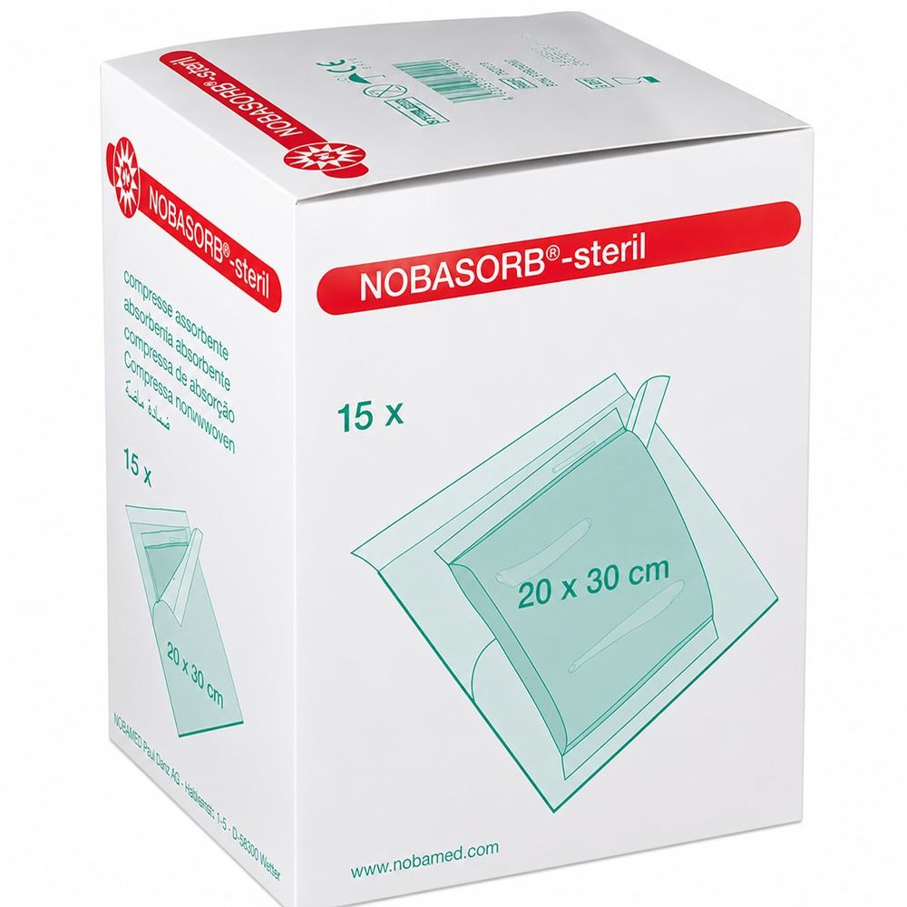 Nobasorb absorberend wondverband, steriel, 20x30 cm, 15 stuks