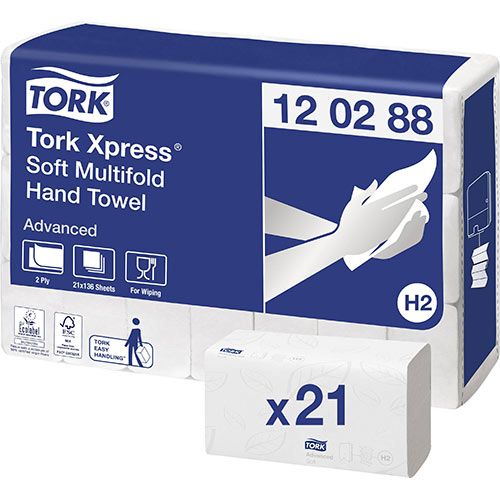 Tork advance handdoekjes 2-laags 21 x 34cm wit