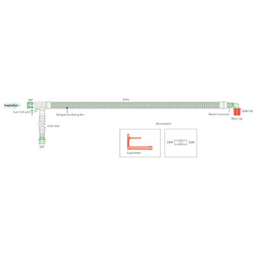 Intersurgical Uniflow, coaxiaal beademingssysteem, ≥ 2,4 m, 30mm