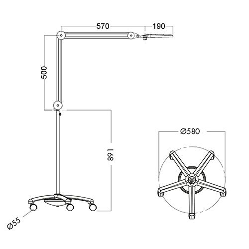 Luxo LFM LED G2 loupelamp op statief