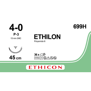 Ethicon Ethilon 4-0 zwart 45cm nld P3  699H