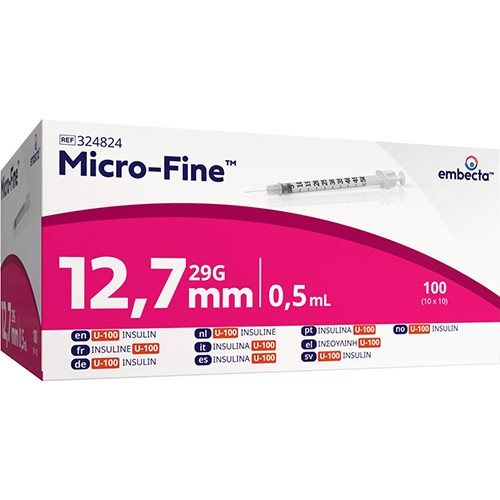BD Micro-Fine insulinespuit 0,5ml 29G 0,33x12,7mm