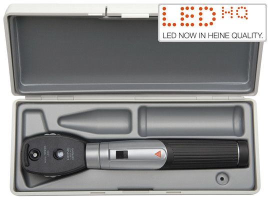 Heine Mini 3000 LED oogspiegel set in hard etui