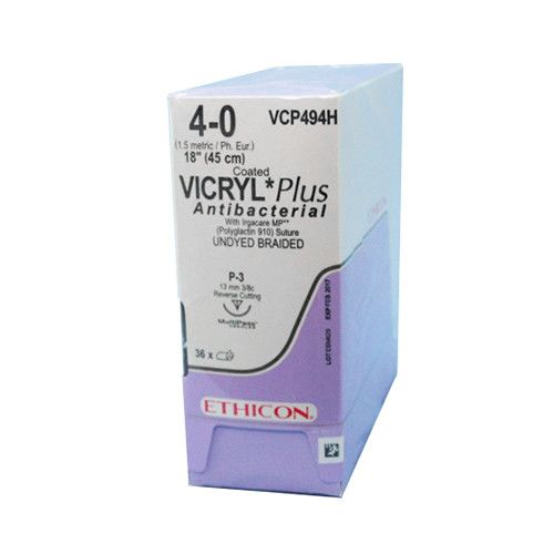 Ethicon Vicryl Plus 4-0 45cm nld P-3 VCP494H