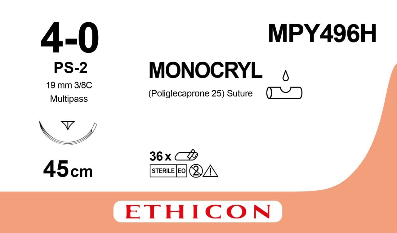 Ethicon Monocryl 4-0, nld PS-2 MP, 45cm, 36st. MPY496H