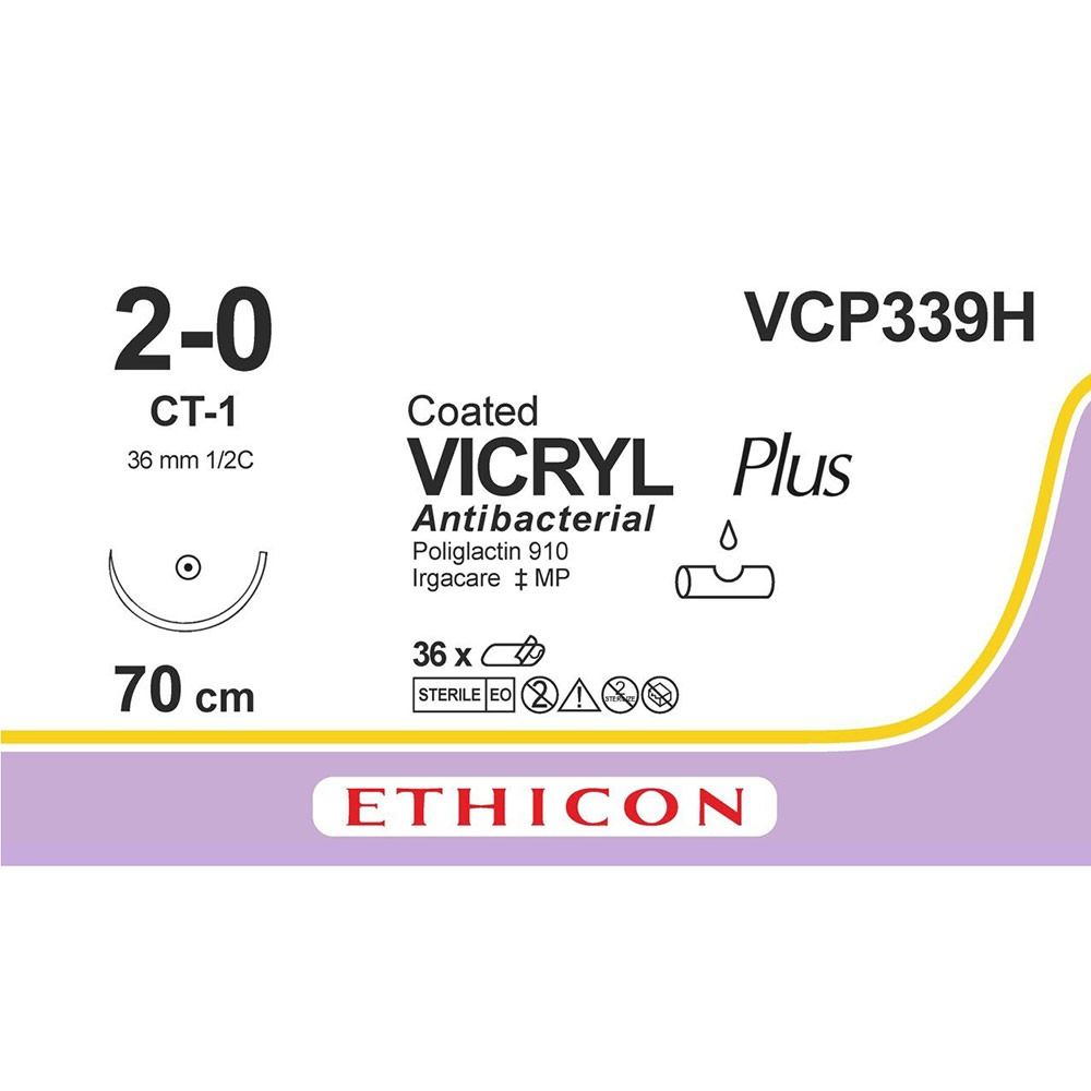 Vicryl Plus  2-0, naald CT-1, 70cm, 36st. VCP339H